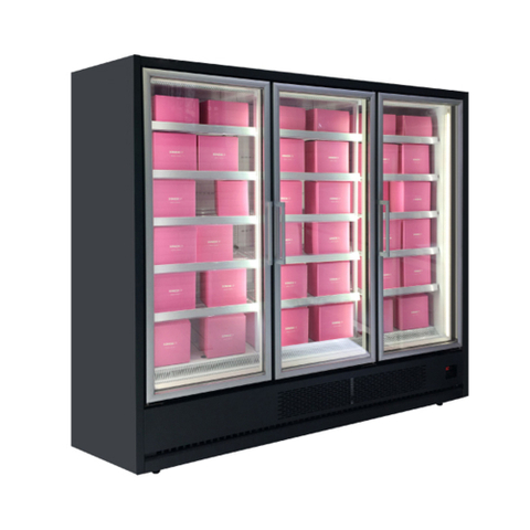 ≤-18℃ Plug-in Glass Door Freezer Upright Supermarket Freezer